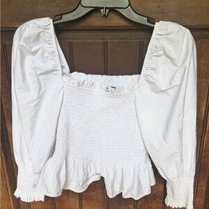 Zara White Smocked top- Size M, EUC